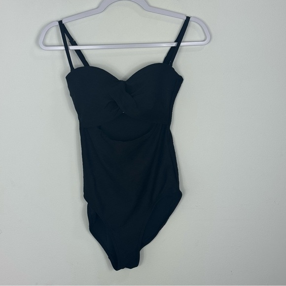 NIPTUCK SWIM Black Gamma Texture Luka Bandeau One Piece Size 6 - Picture 8 of 14